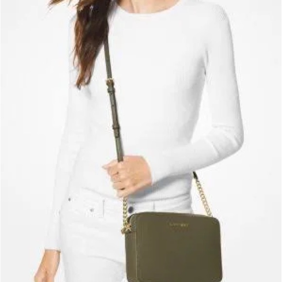 NWT Michael Kors Large Jet Set Olive Crossbody Bag - Picture 2 of 10